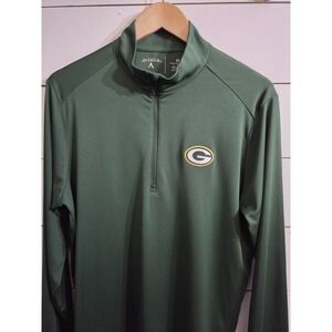 Green Bay Packers Antigua 1/4 Zip Pullover Mens M Green Sweatshirt Stretch New